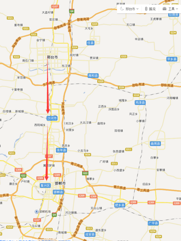 邢台到邯郸老火车站地图